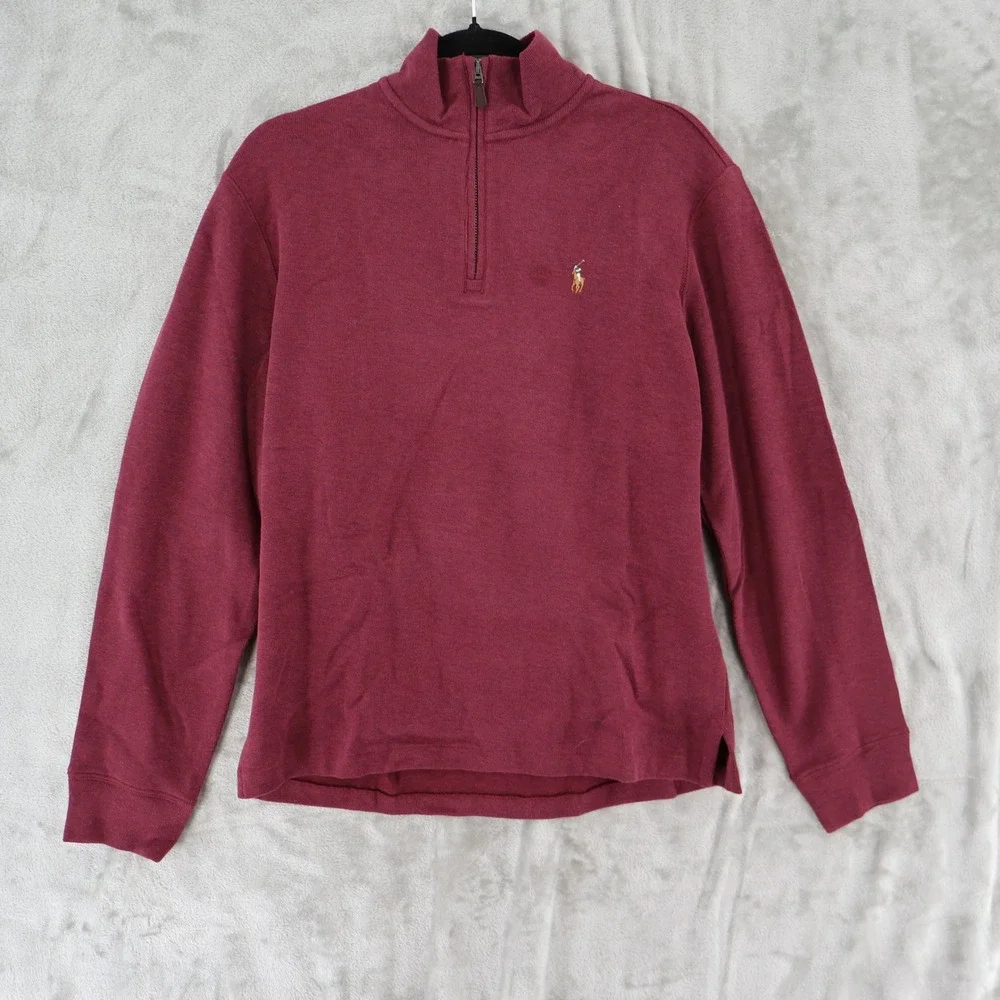 Polo Ralph Lauren Estate Rib Quarter Zip Pullover Mens‎ Small Red  $135 NWT
